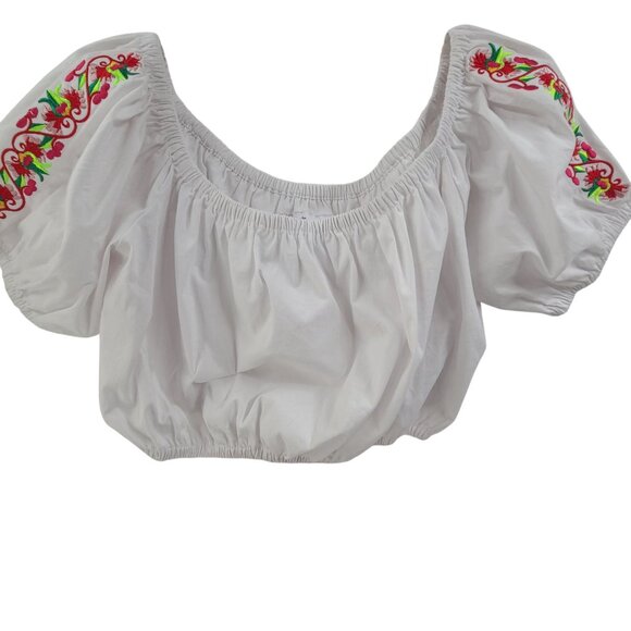 Millie Mackintosh Pitusa NWT Women's Pullover Top White Size L embordary detail - Picture 2 of 7